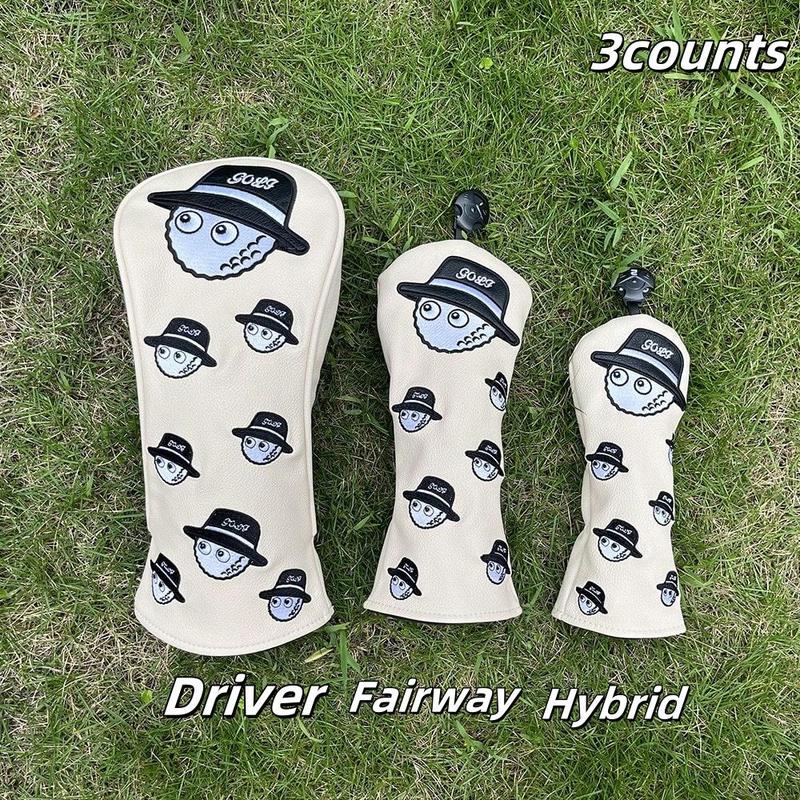 Cartoon Pattern Golf Driver Headcover, 1 3 Counts Fun and Protective Golf Headcovers for Driver and Fairway Clubs, Golf Accessories for Men & Women