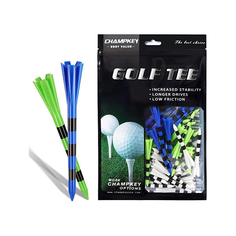 CHAMPKEY Premium 5 Prongs Golf Plastic Tees (75 Pack) | Reduce Friction & Side Spin Golf Tees