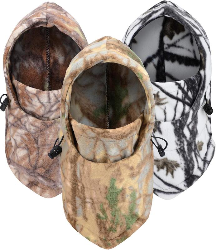 3 count Camo Balaclava Hunting Face Mask Sherpa Hood Windproof Face Cover for Cold Weather Winter Outdoor Sports