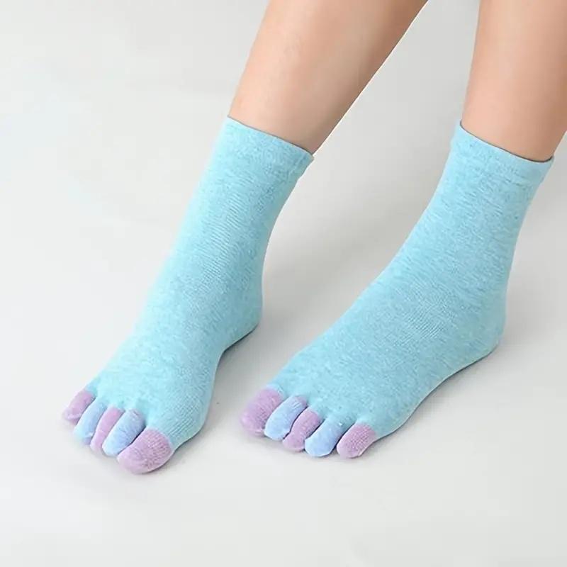 6 Pairs Women's Toe Socks Cotton Crew Sock Five Finger Socks For Running Athletic Five Toe Socks Running Ankle Toe Socks Women Socks Cotton Sock