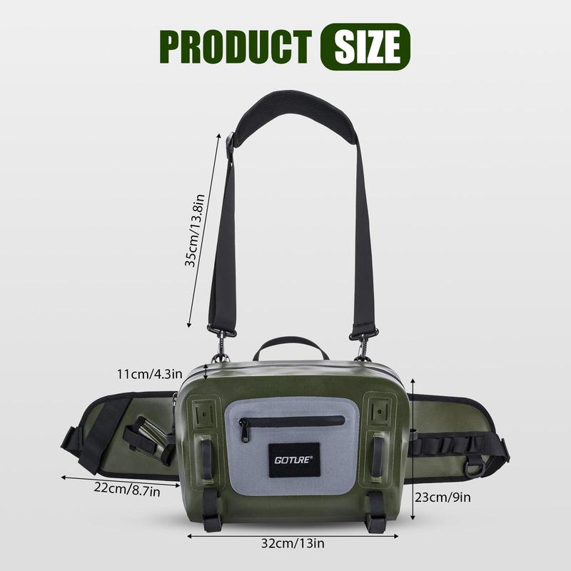 Waterproof Fishing Waist Pack, 840D TPU Fishing Tackle Bag, Fly Fishing Bag with Adjustable Strap, Sling Fishing Waist Bag, Fishing Gifts for Men