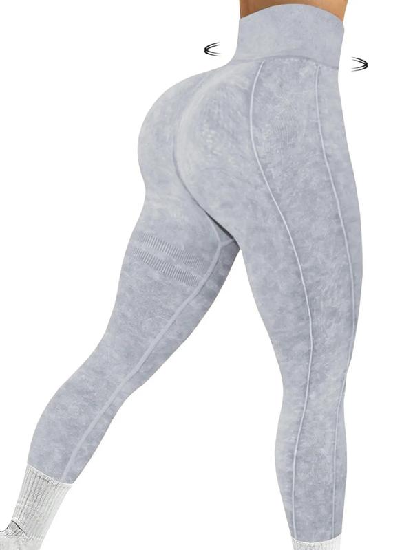 Women's Solid High Waist Sports Tummy Control Leggings, High Stretch Seamless Yoga Leggings Womenswear, Ladies Sportswear for Indoor Outdoor Wear for Fall, Fall Outfits 2024 90S Clothes