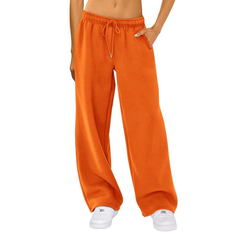 Women Y2K Drawstring Sweatpants Low Rise Wide Leg Ankle Slit Fold Over Pants Comfy Jogger Trousers with Pockets