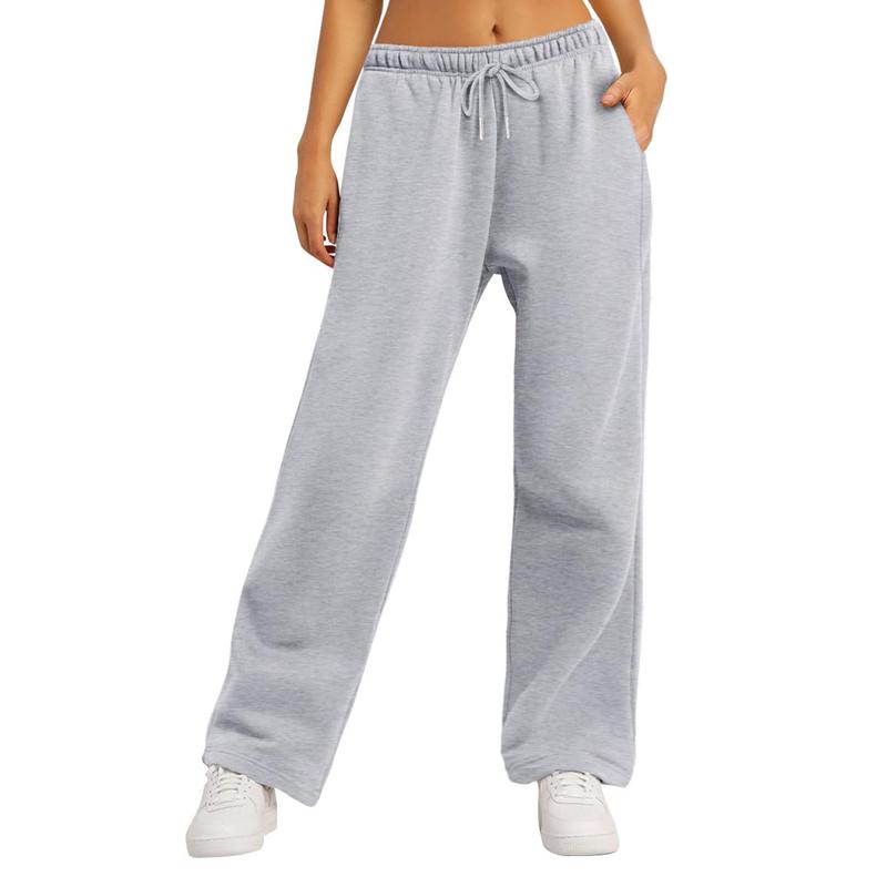 Women Y2K Drawstring Sweatpants Low Rise Wide Leg Ankle Slit Fold Over Pants Comfy Jogger Trousers with Pockets