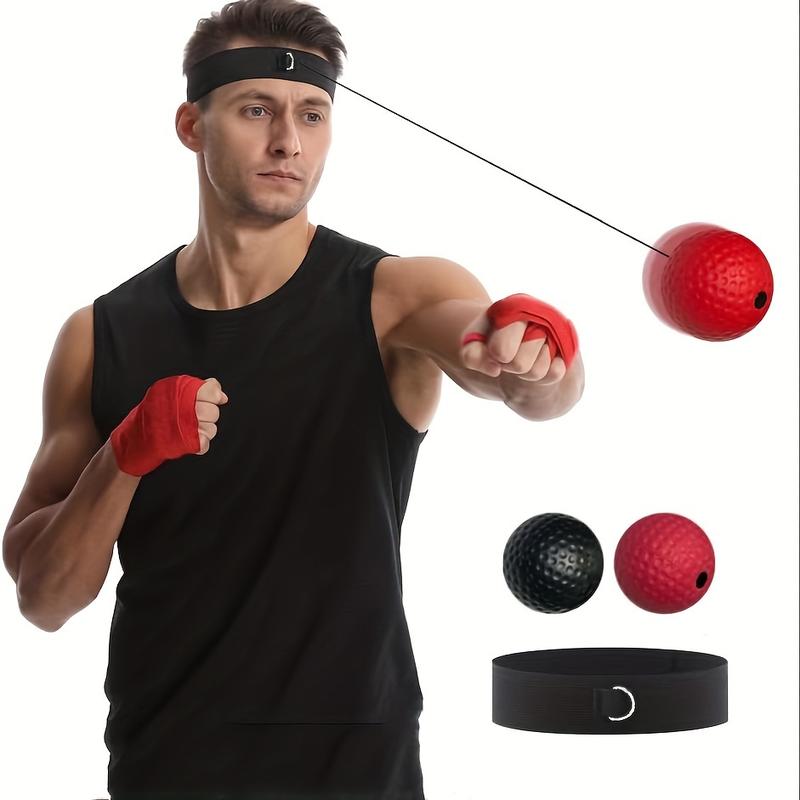 Boxing Reflex Training Balls With Adjustable Headband, And Red Soft Light Ball - Improve Speed And Hand-Eye Coordination For Men, Boxing Equipment