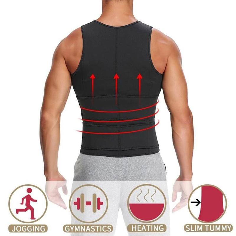 Men's Solid Color Sauna Vest, Waist Trainer, Waist Training Vest, Fitness Vest, Workout Vest, Gym Accessories, Men's Gym Clothing