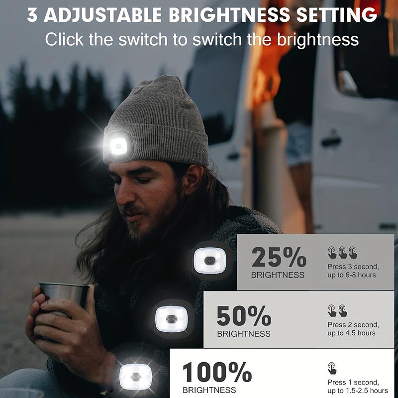 Solid Color Unisex LED Beanie With Light Breathable Headlamp Cap Tie Dye Knit Hats Warm Skull Cap Cuffed Beanies For Night Walking, Fishing, Camping music festival