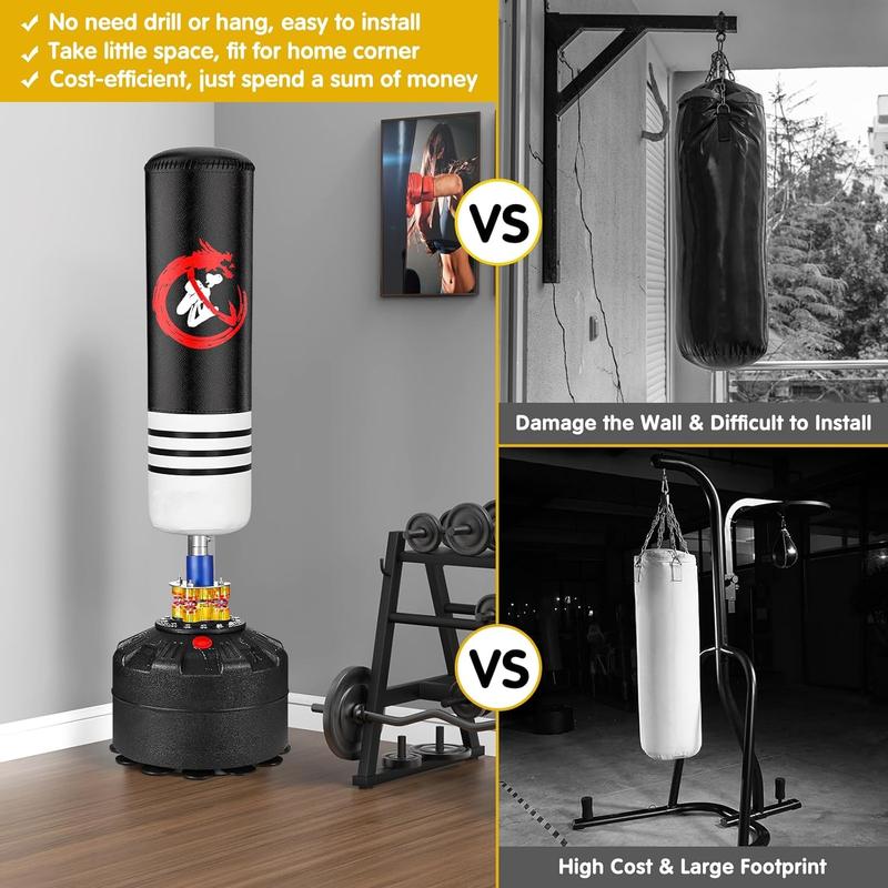 Freestanding Punching Bag, Heavy Boxing Bag with Stand for Adult Teens Kids, Kickboxing Bag with Suction Cup Base for MMA Muay Thai Fitness