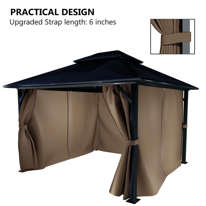 Aoodor Gazebo Curtain Replacement - Universal 4-Panel Sidewalls 10' x 10',Patio Privacy Curtains with Double Zipper,UV Resistant, Perfect for Outdoor Canopy, Garden, and Backyard (Curtain Only)