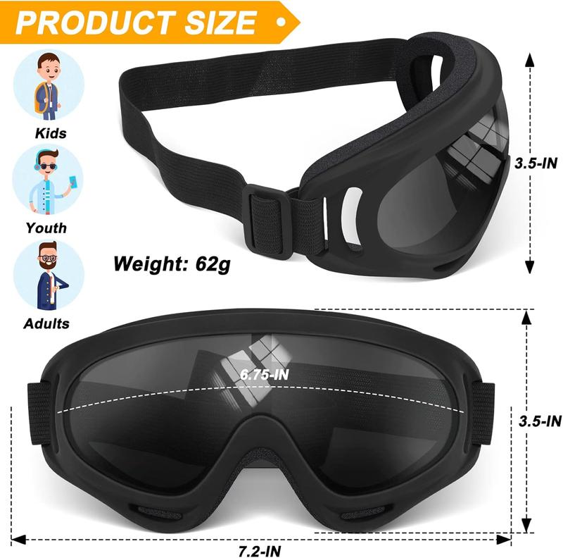 2 Pairs  Goggles Fit , ATV Ski Goggles Anti-UV  Windproof Dirt Bike Goggles for Youth Men Women