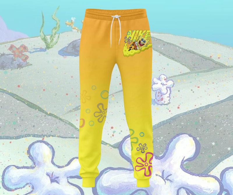 Limited SpongeeBob SquarePants Yellow Hoodie Jogging Sweatpants Sweatsuits Sportswear for Men