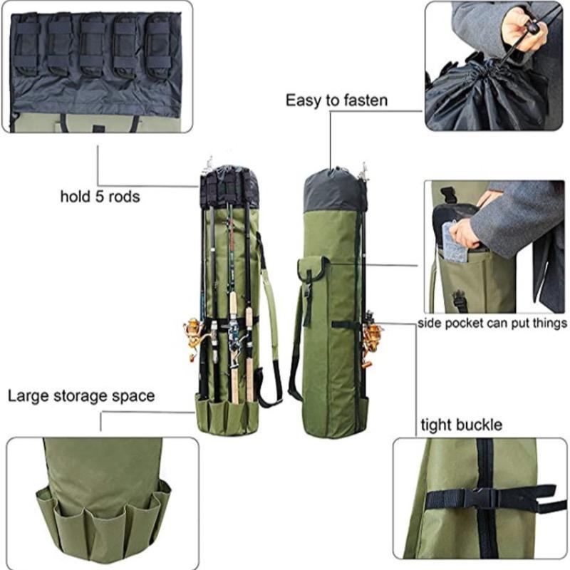 Foldable Fishing Rod Bag, Large Capacity Fishing Rod Storage Bag, Fishing Gear Bag, Outdoor Fishing Accessories