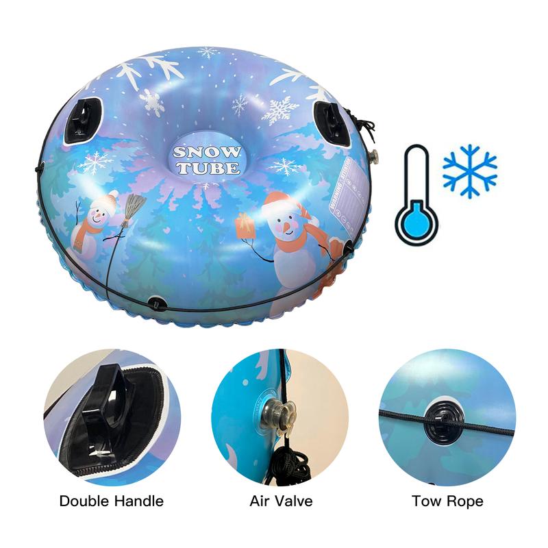 Inflatable Ski Ring PVC Thicken Snow Sledding Tube with Handle Winter Snow Ski Lap Toy Skiing Board Sled Christmas Gift for Kids