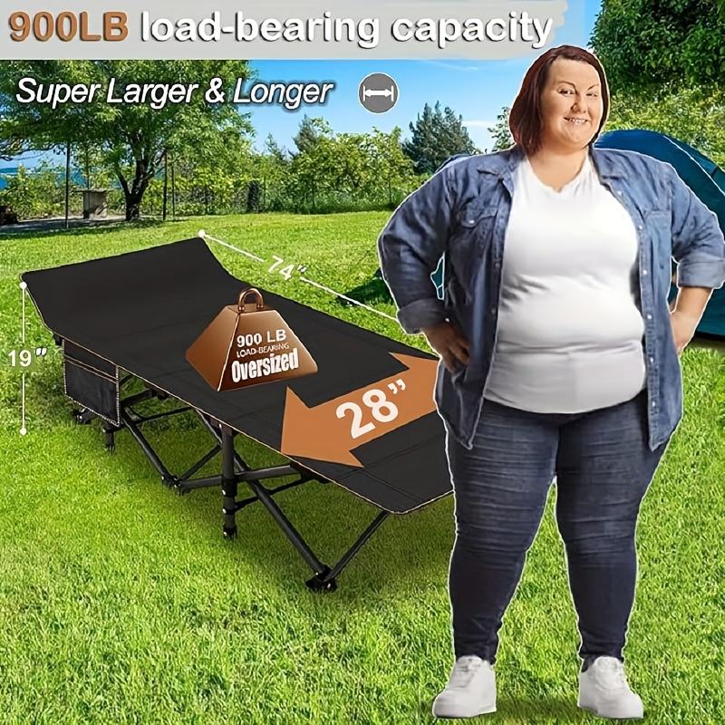 Heavy Duty Double Layer Folding Bed - 1200D 900lb Loading Cot For Adults, Portable Camping Guest Bed With Mattress And Carrying Bag For Home And Outdoor Sleeping