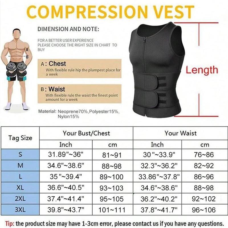 Men's Solid Color Sauna Vest, Waist Trainer, Waist Training Vest, Fitness Vest, Workout Vest, Gym Accessories, Men's Gym Clothing