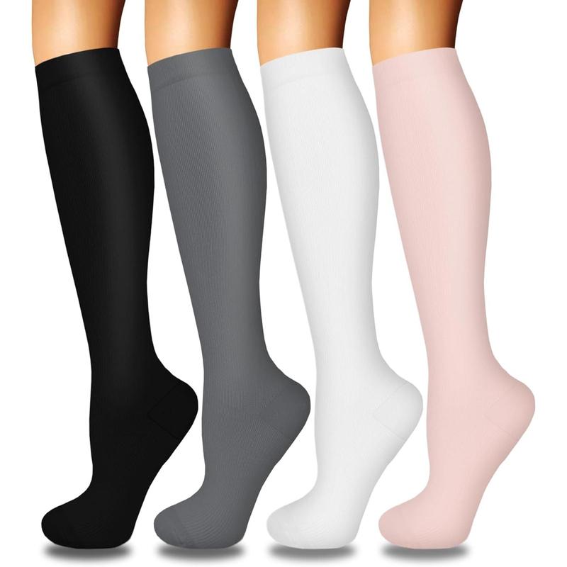 4 Pairs Compression Socks for Women Circulation-Best Support for Nurses,Running,Athletic,Travel