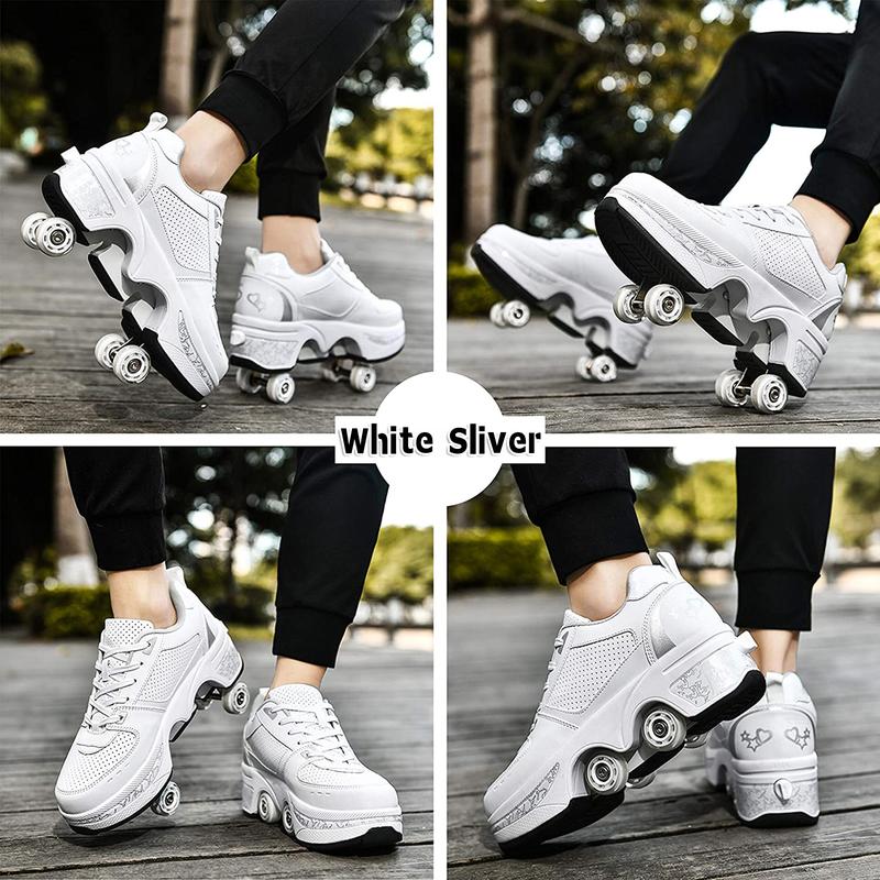 Yousulun Roller Skate Shoes, Multifunctional Roller Skates for Adult, 2-in-1 Deformation Rollerskates with 4 Retractable Wheels, Outdoor Sneakers, Unique Gift for Birthday