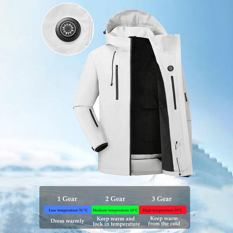 USB Rechargeable Electric Heating Jacket, Winter Windproof Heated Jacket with Battery, Outdoor Hiking Jacket, Smart Protective Gear for Men & Women, Christmas Gift, Coats for Winter 2024