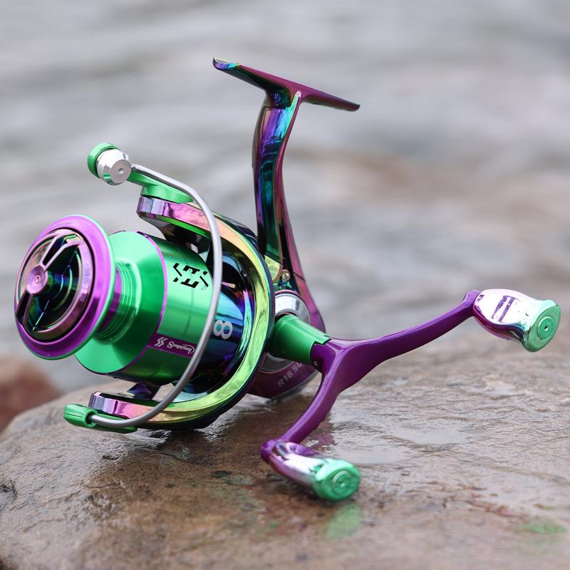 Sougayilang Colorful Spinning Fishing Reel, Ultra Light CNC Aluminum Wire Shaft,Super Smooth High Speed ​​5.0:1 Gear Ratio, Suitable for Freshwater