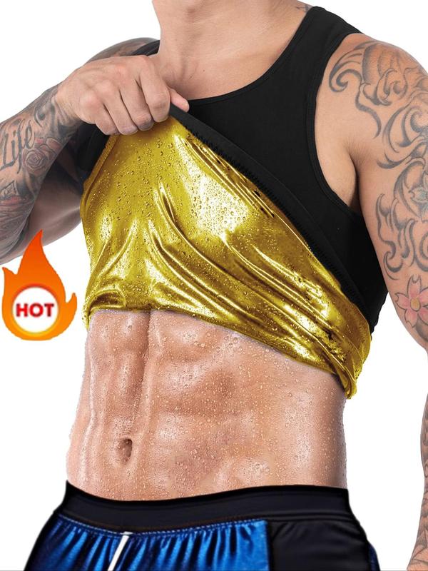 Men's Round Neck Sauna Tank Top, Slim-fitting Sleeveless Sports Top, Back To School Sports Outfits, High Stretch Workout Gym Exercise Top for Men,  Gym Tops, Gym Clothes, Fall Outfits, Fallfreshness, Fall Women's Clothing Jamaican Woman Bleach Man Clothes