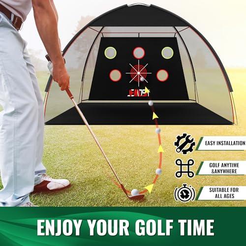 JEMOSH 10x7 Ft Golf Net & Mat Set