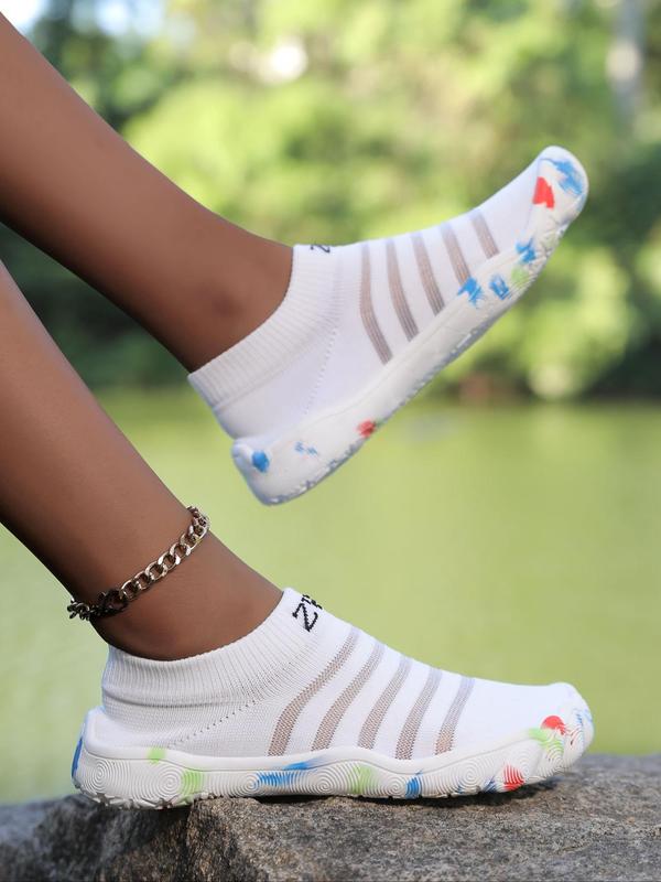 Women's Letter Print Sheer Water Shoes, Sporty Breathable Quick Drying Water Shoes, Outdoor Beach Shoes for Swimming Fishing