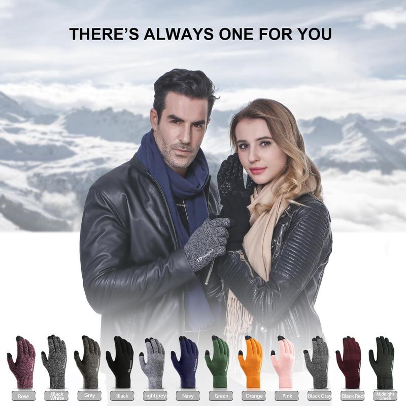 Winter Gloves for Men Women - Upgraded Touch Screen Cold Weather Thermal Warm Knit Glove for Running Driving Hiking