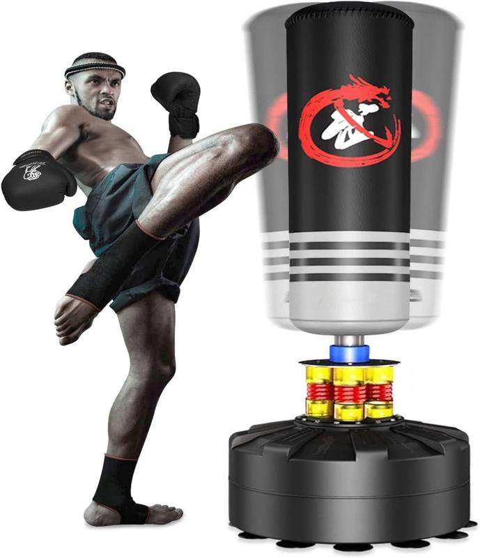 Freestanding Punching Bag, Heavy Boxing Bag with Stand for Adult Teens Kids, Kickboxing Bag with Suction Cup Base for MMA Muay Thai Fitness