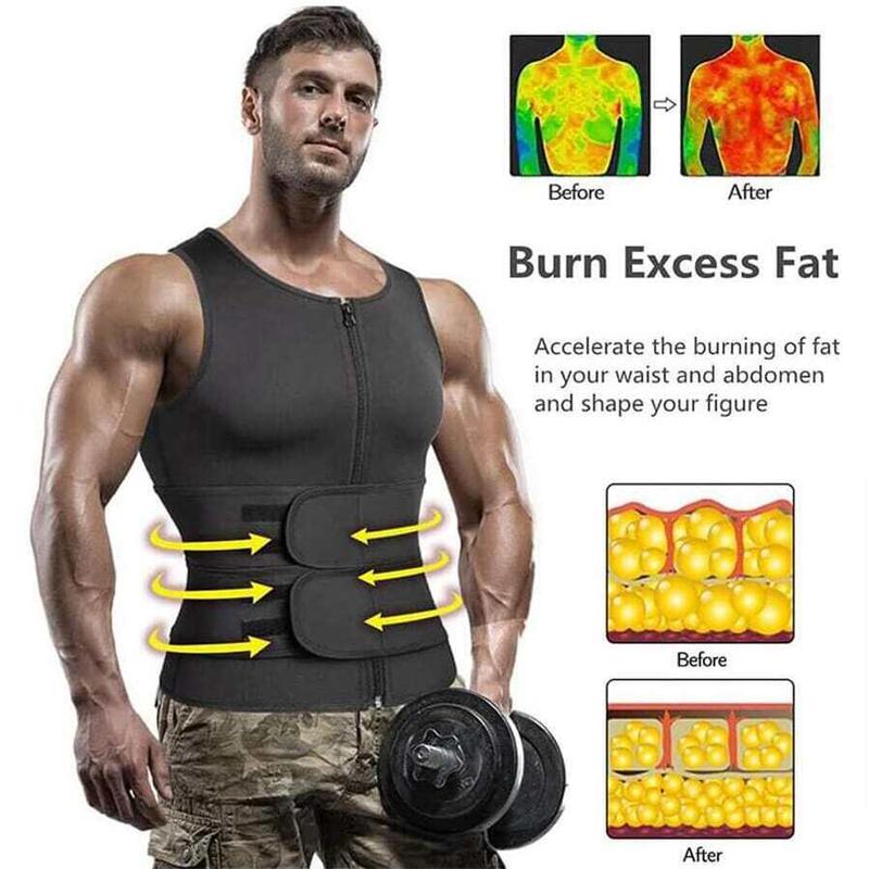 Men's Solid Color Sauna Vest, Waist Trainer, Waist Training Vest, Fitness Vest, Workout Vest, Gym Accessories, Men's Gym Clothing