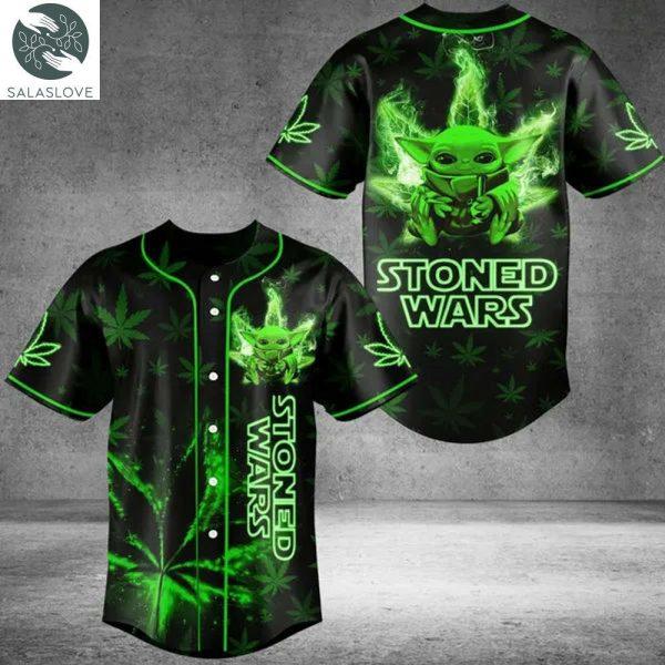 Neon Marijuana Stoned Wars Baseball Jersey Sport Jersey Shirt Summer Gift For Him and For Her Gift For Baseball Fan Lover