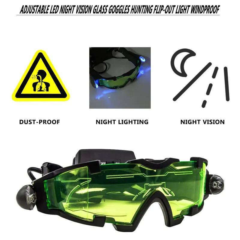 Adjustable LED Night Vision Glass Goggles Motorcycle Motorbike Racing Hunting Glasses Eyewear With Flip-out Light Windproof