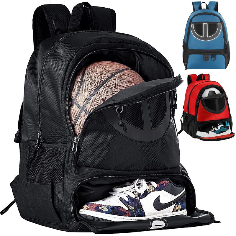 Mesh Black Basketball Soccer Bag Backpack Sports Volleyball Football Bag with Ball and Shoe Compartment for Boys Girls Man Women Ball Equipment Bag All Sports Venue-Valentine's Day gift for boyfriend