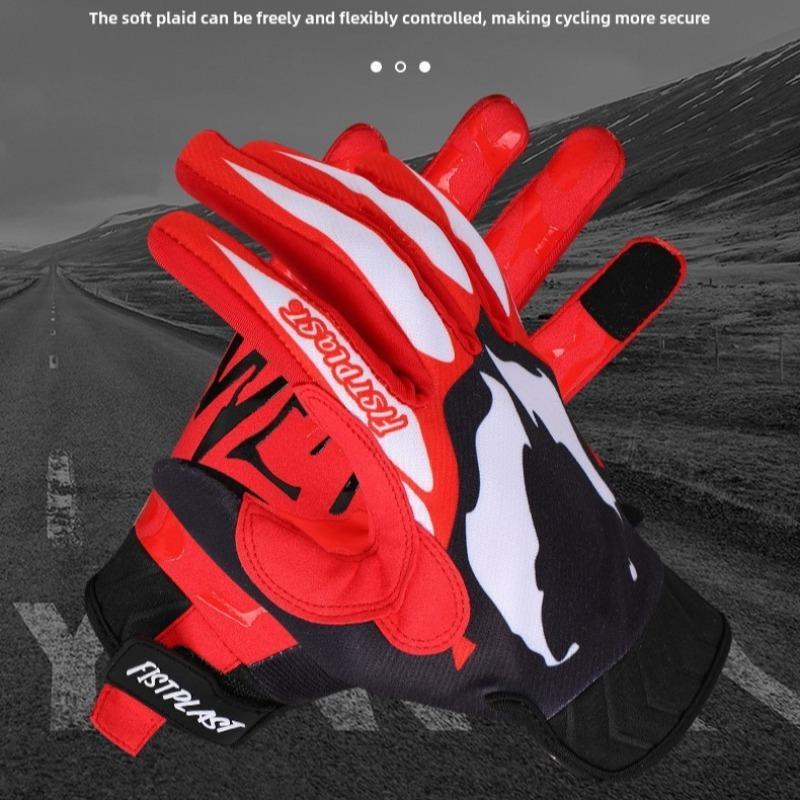 Sporty Unisex's Letter & Coloblock Print Cycling Gloves, Non-Slip Breathable Velcro Design Bicycle Gloves, Sports Gloves for Men & Women, Outdoor Sports Accessories for Cycling, Motorcycle, Outdoor