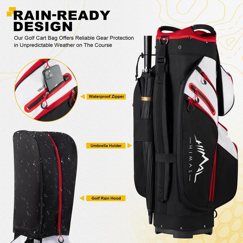 Golf Cart Bag, 15 Way Organizer Divider Top with Handles and Rain Cover