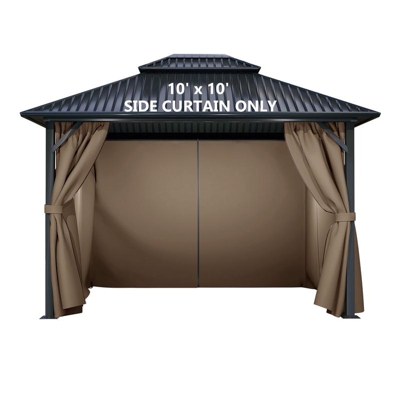 Aoodor Gazebo Curtain Replacement - Universal 4-Panel Sidewalls 10' x 10',Patio Privacy Curtains with Double Zipper,UV Resistant, Perfect for Outdoor Canopy, Garden, and Backyard (Curtain Only)