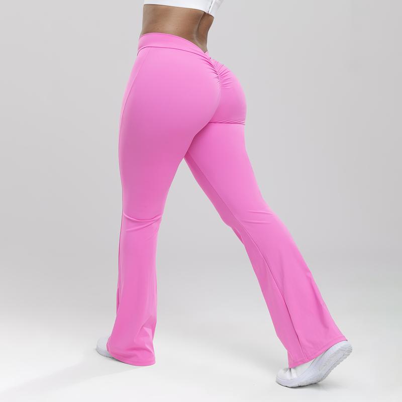 V Back Scrunch Butt Flare Leggings for Women Booty Lifting High Waist Bootcut Gym Workout Yoga Pants