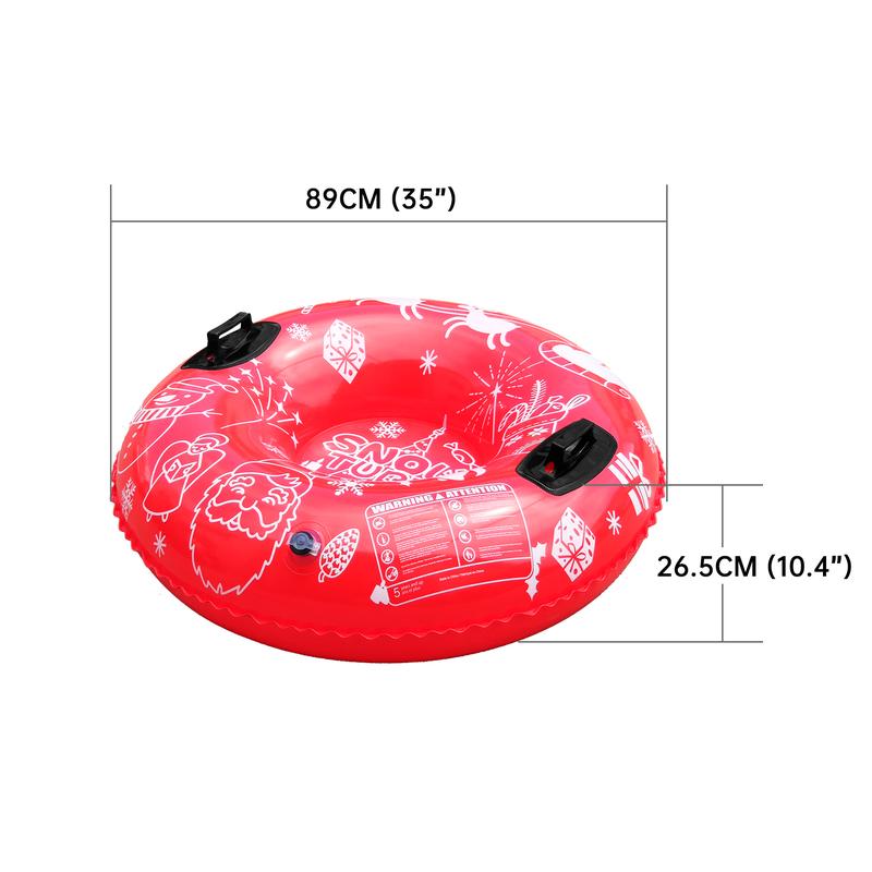 Inflatable Ski Ring PVC Thicken Snow Sledding Tube with Handle Winter Snow Ski Lap Toy Skiing Board Sled Christmas Gift for Kids