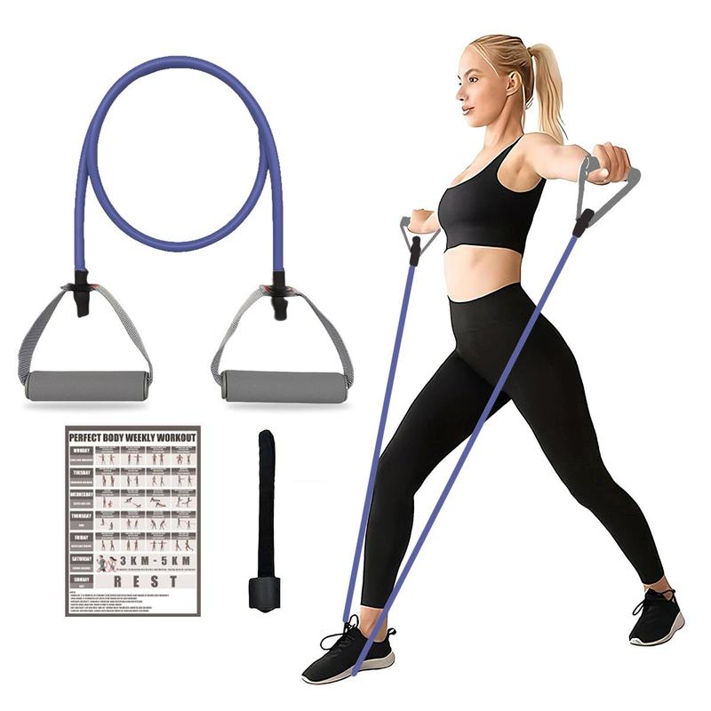 Resistance Band Set, 1 Count Multifunctional Aerobic Fitness Puller & 1 Count Door Anchor & 1 Count Exercise Guide, Home Gym Workout Tool Accessories