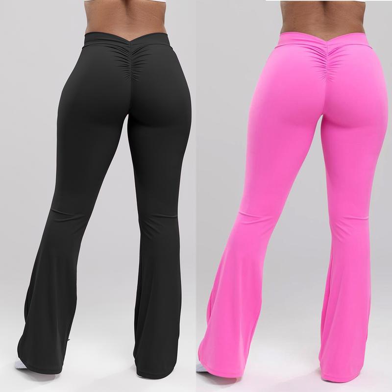 V Back Scrunch Butt Flare Leggings for Women Booty Lifting High Waist Bootcut Gym Workout Yoga Pants