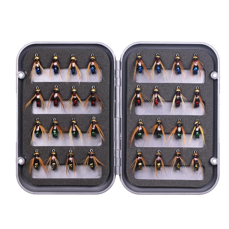 32pcs box Fast Sinking Faux Nymph, False Realistic Baits with Hook, Simulation Floating Bait for Outdoor Fishing, Flyfishing, Solocamping, picnicaesthetic