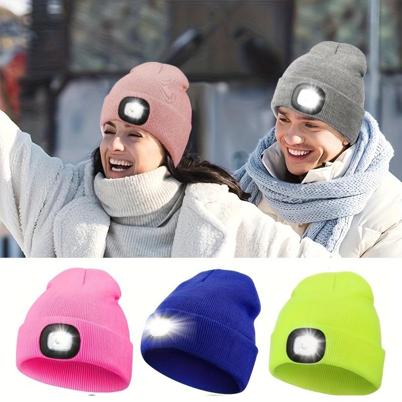 Solid Color Unisex LED Beanie With Light Breathable Headlamp Cap Tie Dye Knit Hats Warm Skull Cap Cuffed Beanies For Night Walking, Fishing, Camping music festival