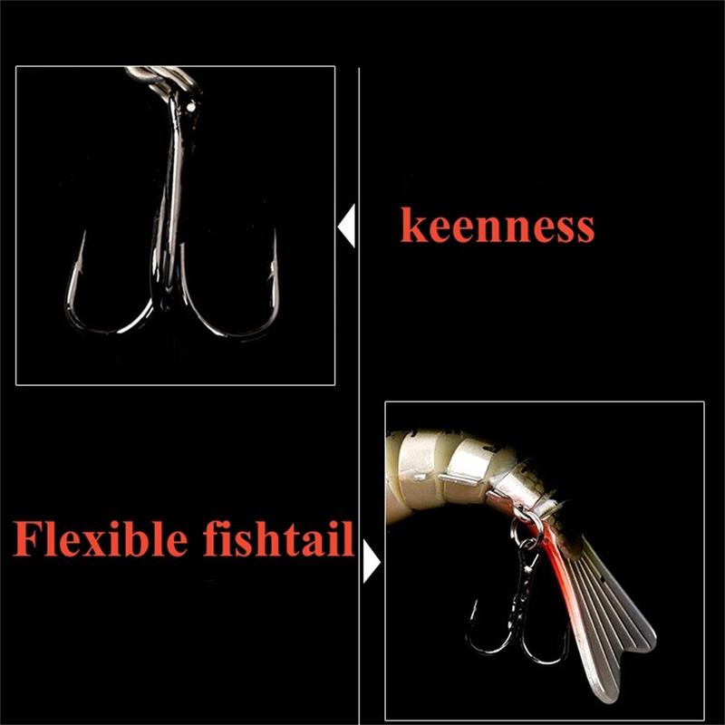 Artificial Fishing Lure, Multi-jointed Fish Shaped Bionic Bait, Soft Sinking Bait with Double Hook, Outdoor Fishing Tackle