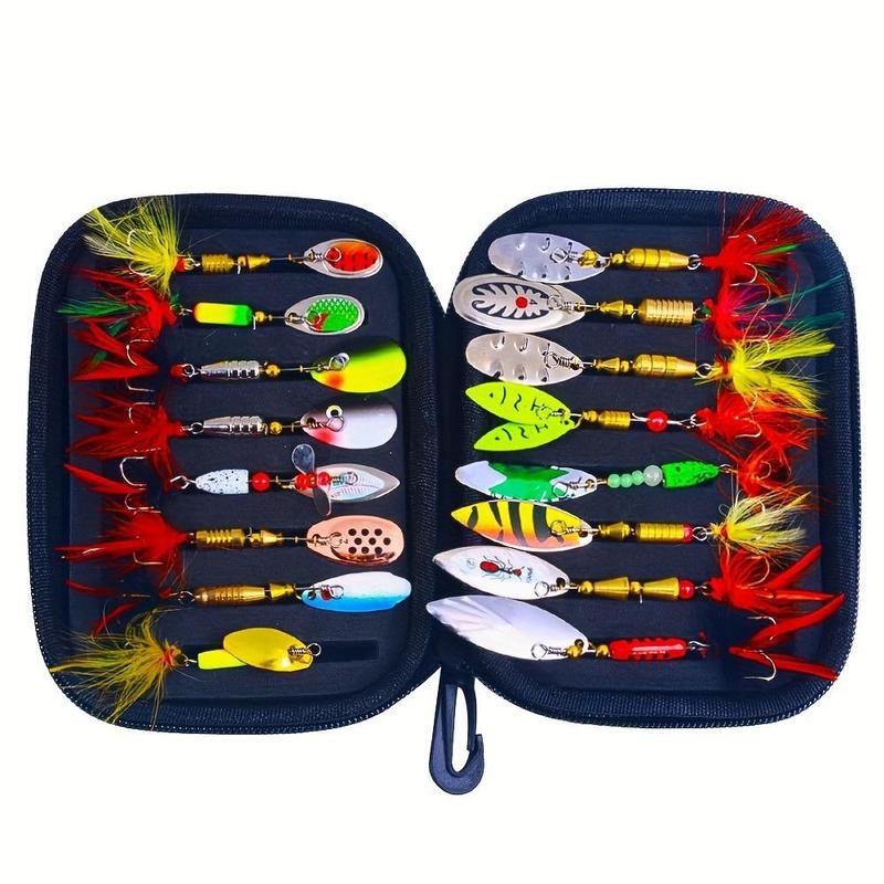 Fishing Spinning Lure Set with Storage Bag (1 Box), Spinning Lures with Hooks, Outdoor Fishing Accessories for Fishing Enthusiasts, Fishing Gear