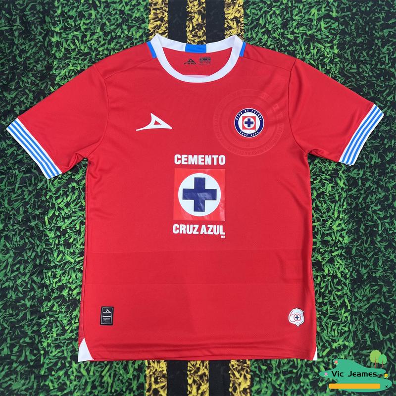 2425 CRUZ AZUL Second Away Red Short Sleeve Top Football Jerseys LIGAMX Fan Edition