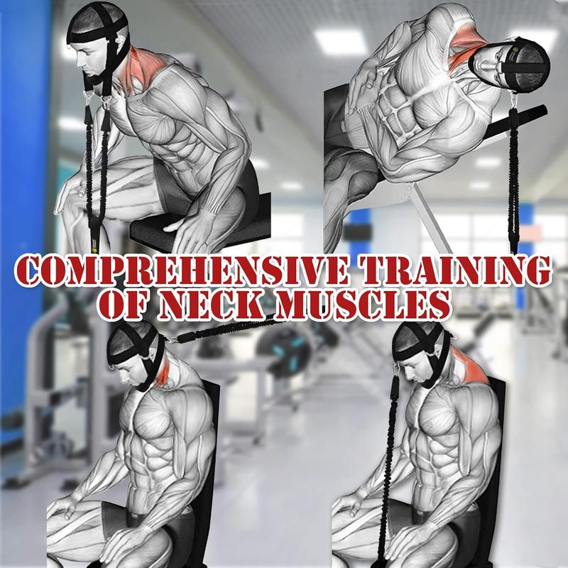 Neck Harness Head - Weight Lifting with Resistance Tube Bands - Door Anchor Set Adustable Neck Training Strap Exercise Equipment