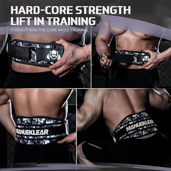 Weight Lifting Belt, Lifting Belts for Women Men, MANUEKLEAR Weightlifting Belt Quick Locking Back Support for Bodybuilding, Fitness, Powerlifting, Cross Training, Squats, Workout, Exercise