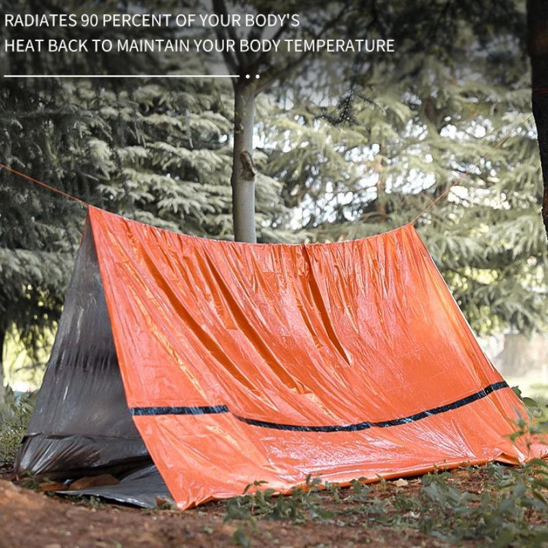 Portable Tent, Waterproof Rainproof Folding Tent with Whistle & Paracord, Travel Essentials Camping Gear for Outdoor Summer Camping Hiking, Survival Blanket for Solocamping, Bikepacking, Glamping, Camping Gadgets 2024, Christmas Gift