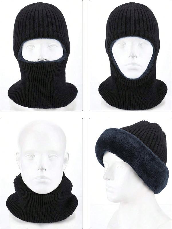 Ski Mask For Men Winter Knitted Windproof Neck Full Face Mask Balaclava Hats 1 Hole Ski Mask Fleece For Men Women Winter Favors Face Scarf Winter