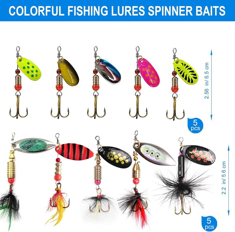 Deadly Rooster Tail Fishing Lures - High-Efficiency Trout Lures with Brass Spinner, Includes 10 Panther Martin Trout Lures in Multiple Colors and Sizes