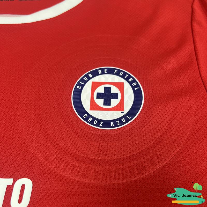 2425 CRUZ AZUL Second Away Red Short Sleeve Top Football Jerseys LIGAMX Fan Edition